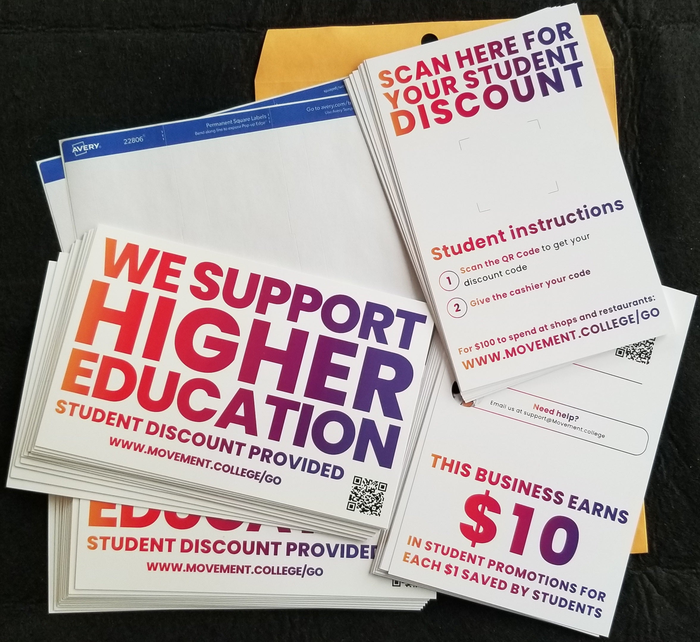 24 Unit Pack: Window Stickers, Counter Display Flyers & QR Code blanks ...